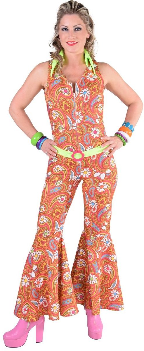 Hippie Kostuum | Jaren 70 Broekpak Jumpsuit Paisley | Vrouw | Large | Carnaval kostuum | Verkleedkleding